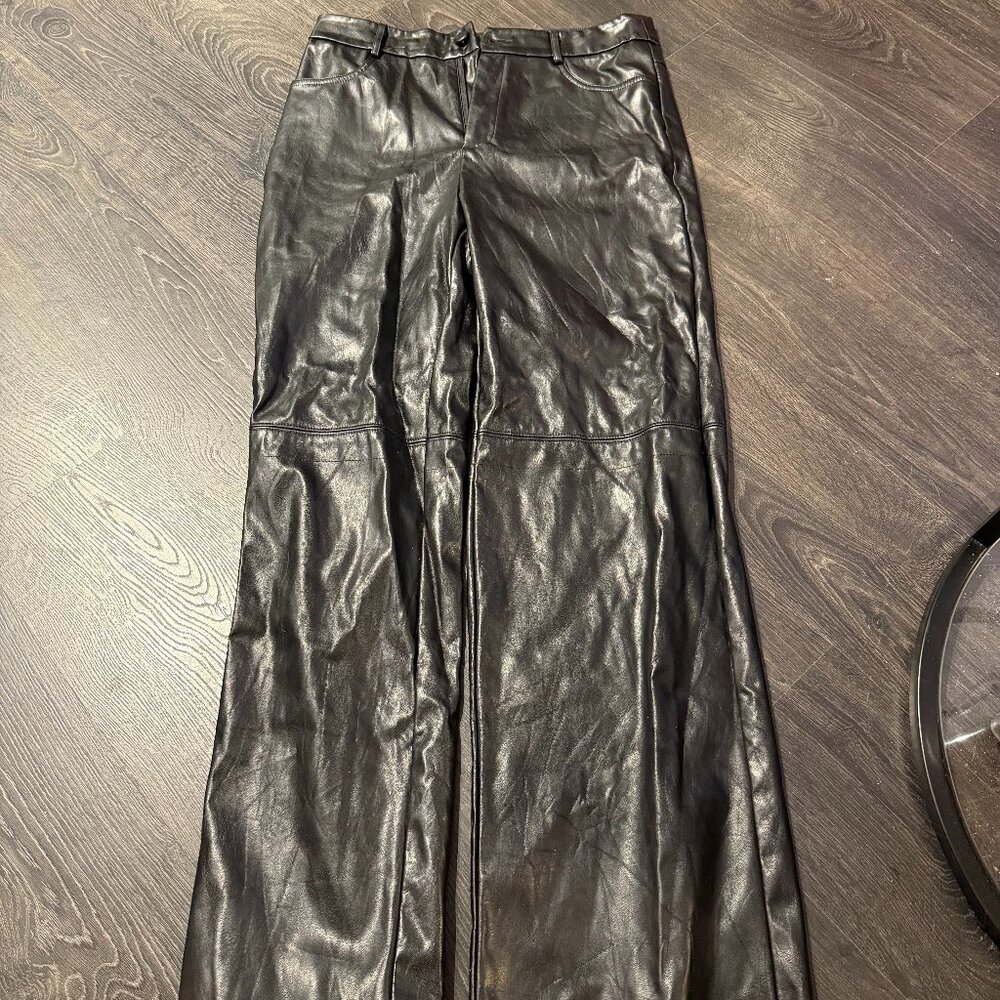 Black High-Waisted Faux Leather Pants